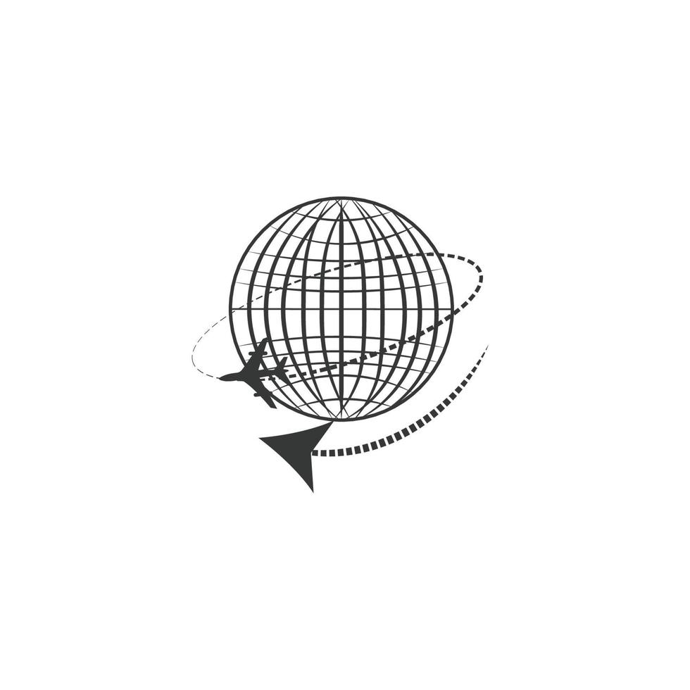 globe avec symbole d'avion et bouton icône globe neumorphique vecteur