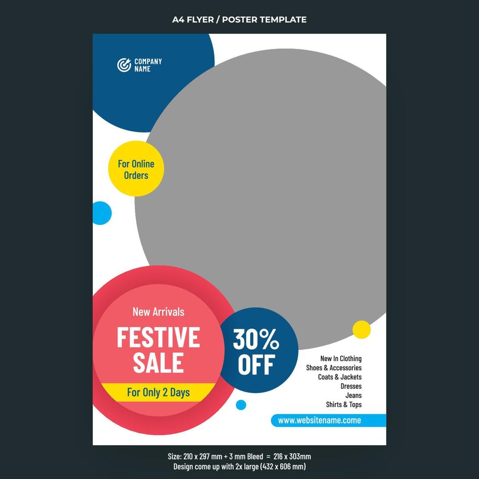 conception de modèle de flyer ou d'affiche de vente festive de mode a4 vecteur