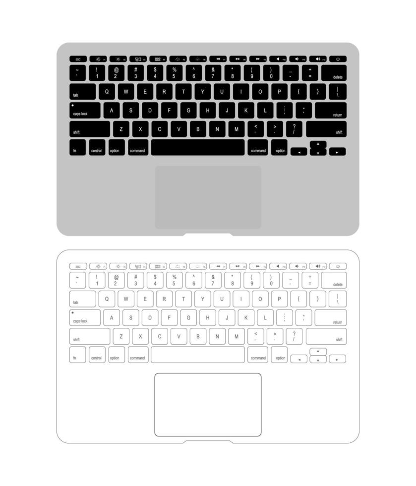 deux claviers d'ordinateur portable standard isolés sur blanc. illustration vectorielle. deux claviers d'ordinateur portable standard. vecteur