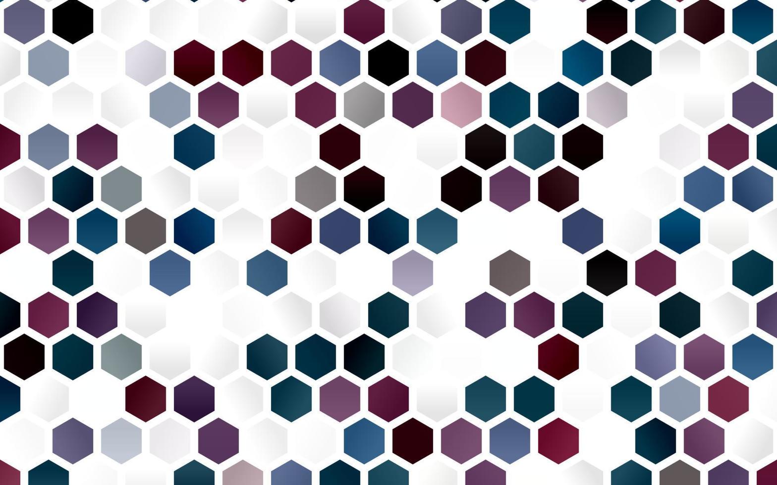 couverture vectorielle bleu clair, rouge avec ensemble d'hexagones. vecteur