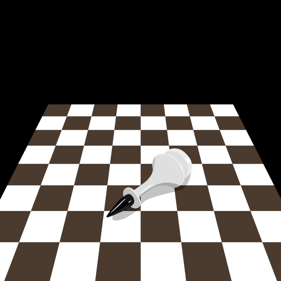 la pièce d'échecs du roi se trouve sur l'échiquier, le roi vaincu sur l'échiquier, le vecteur plat, le concept