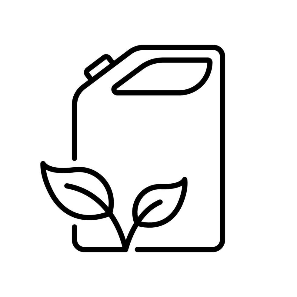 bidon de carburant pour l'icône de ligne eco diesel ou gaz. bidon pour pictogramme essence naturelle. conteneur pour l'icône de contour de liquide organique. bidon d'essence écologique. trait modifiable. illustration vectorielle isolée. vecteur