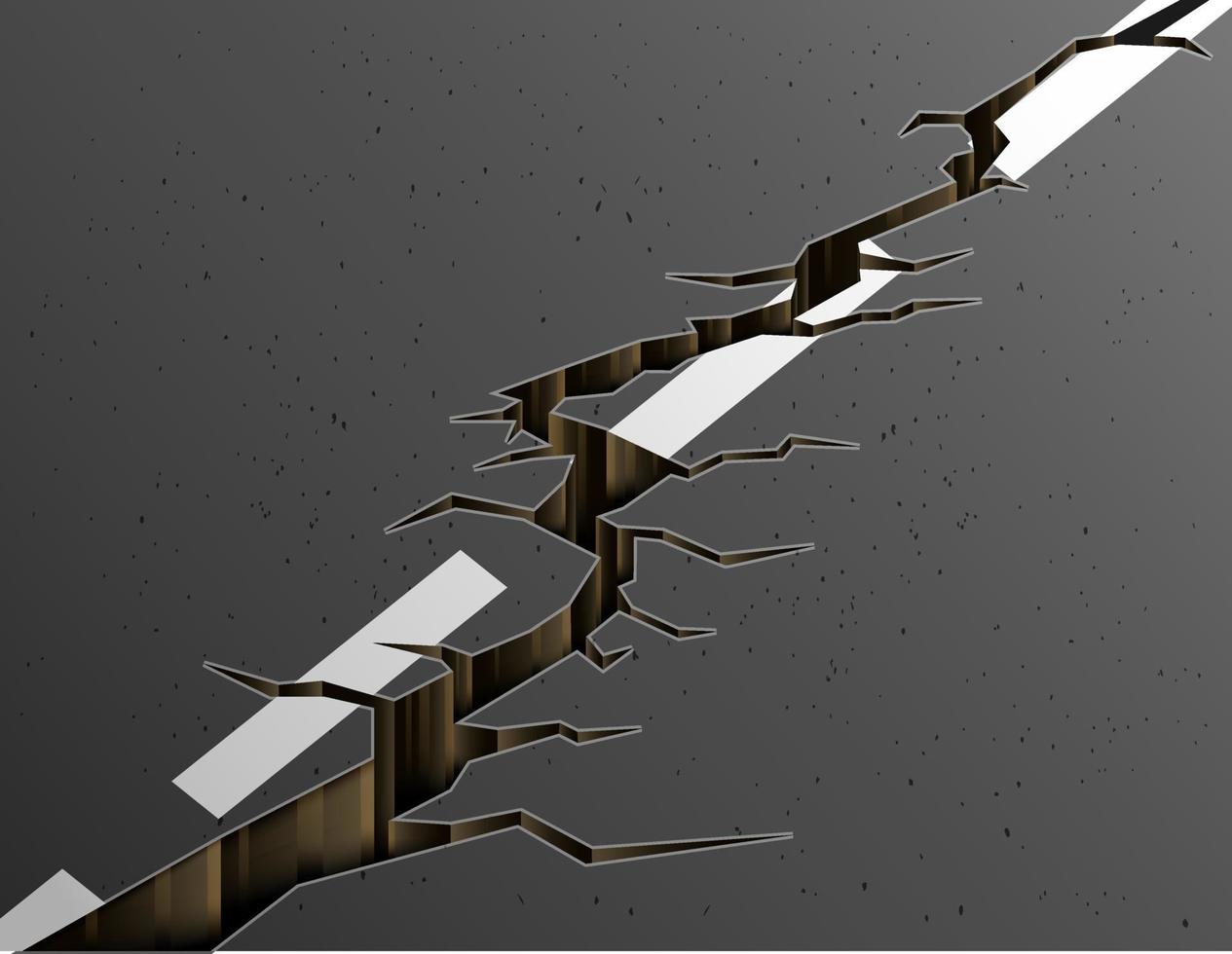 fissures dans les routes asphaltées causées par les tremblements de terre. fissures sur l'autoroute sur fond transparent. illustration vectorielle vecteur