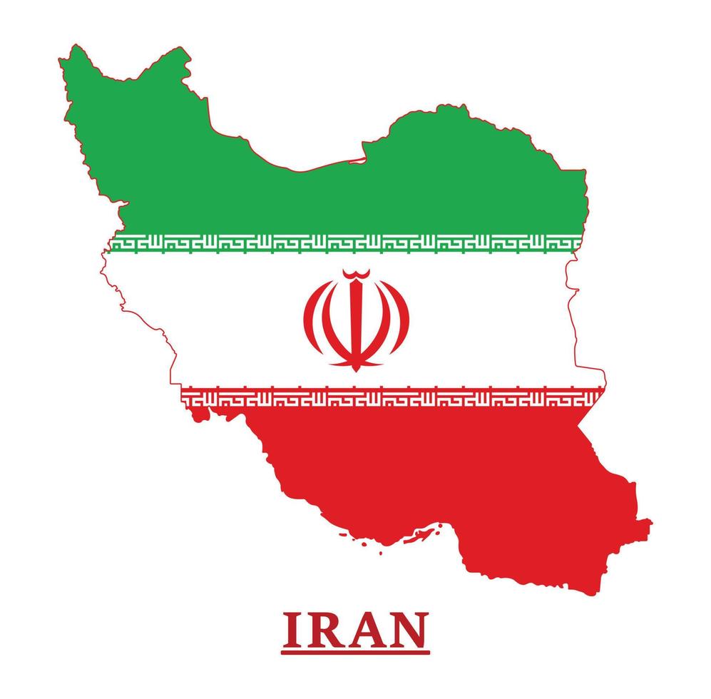 conception de la carte du drapeau national iranien, illustration du drapeau du pays iranien à l'intérieur de la carte vecteur