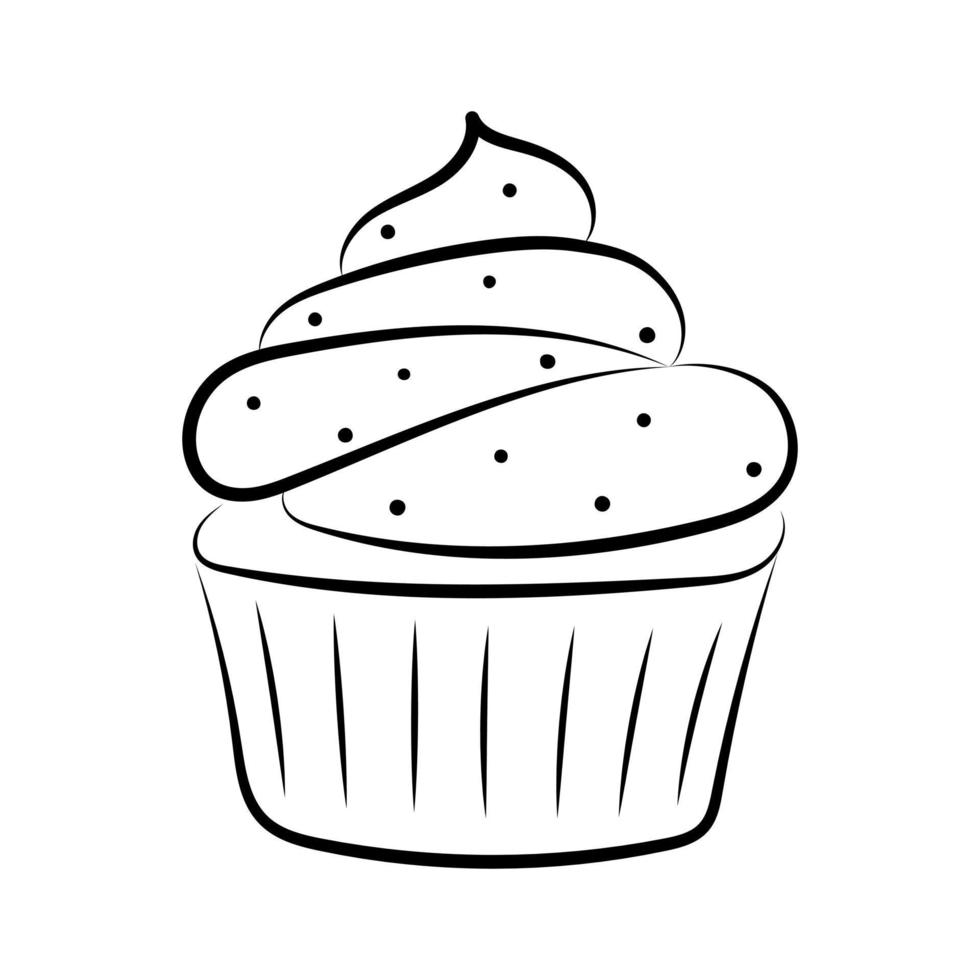 illustration de cupcake dans un style doodle. illustration vectorielle isolée sur fond blanc vecteur