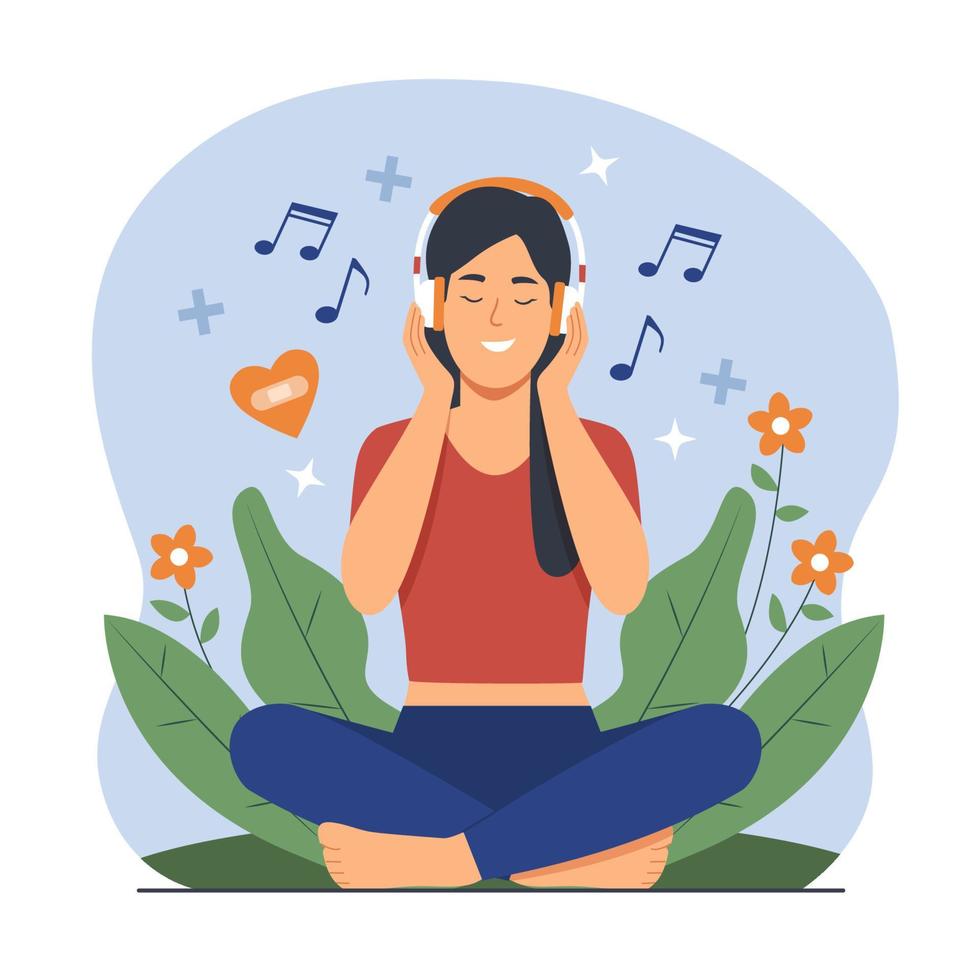 se détendre et écouter de la musique pour la santé mentale vecteur