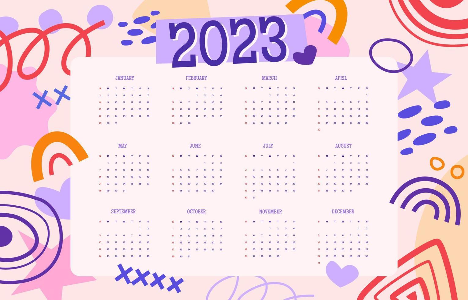 calendrier abstrait 2023 vecteur