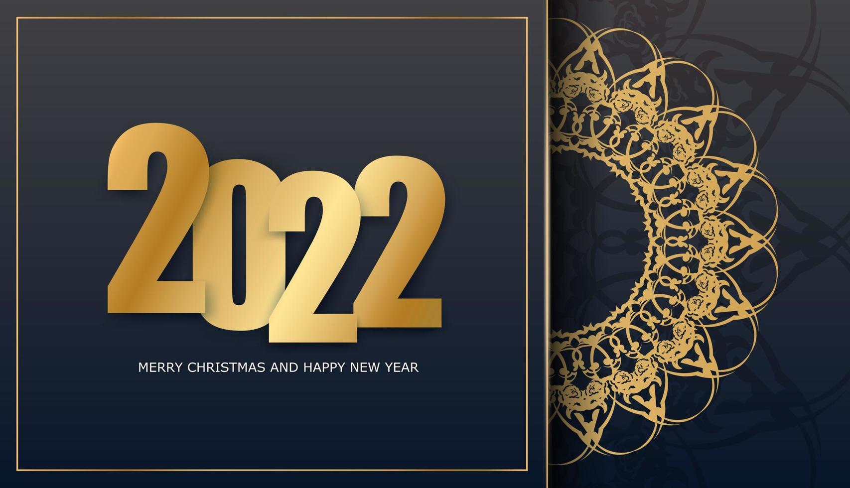 Brochure 2022 joyeux noël noir avec ornement abstrait en or vecteur