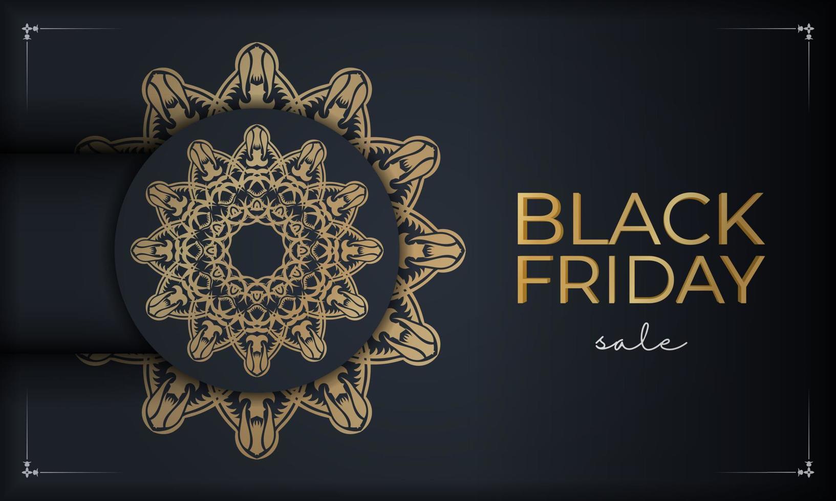 affiche de vente du vendredi noir vente bleu foncé avec motif or luxueux vecteur