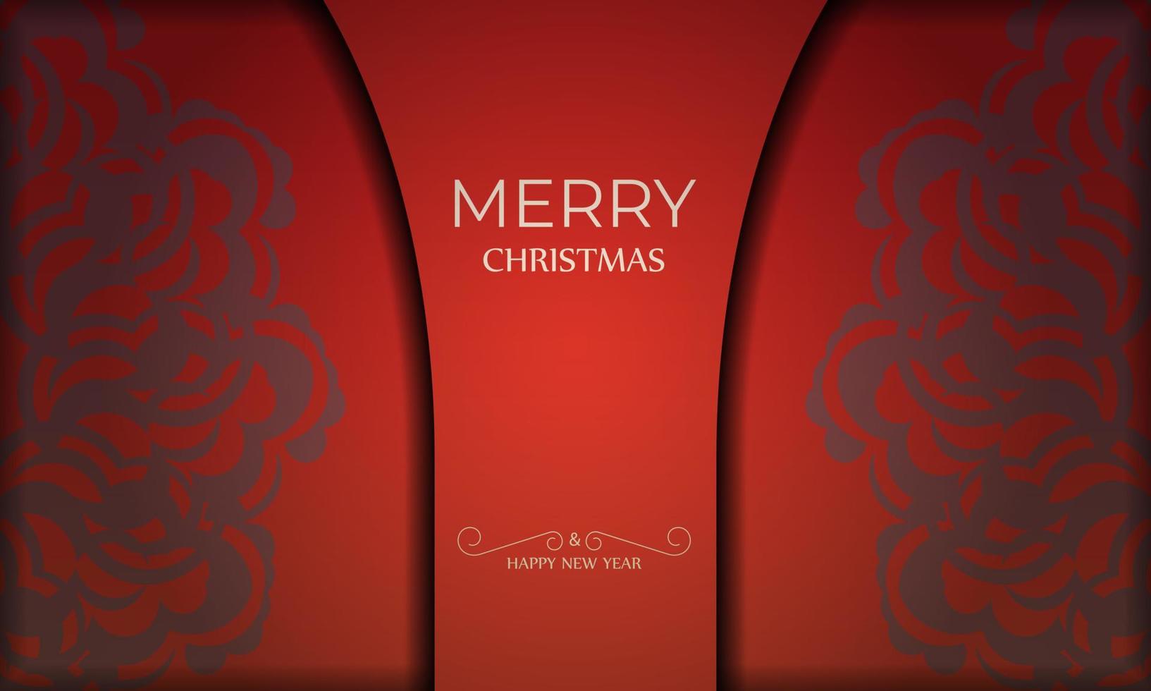 carte de vacances joyeux noël et bonne année couleur rouge avec ornement bordeaux d'hiver vecteur