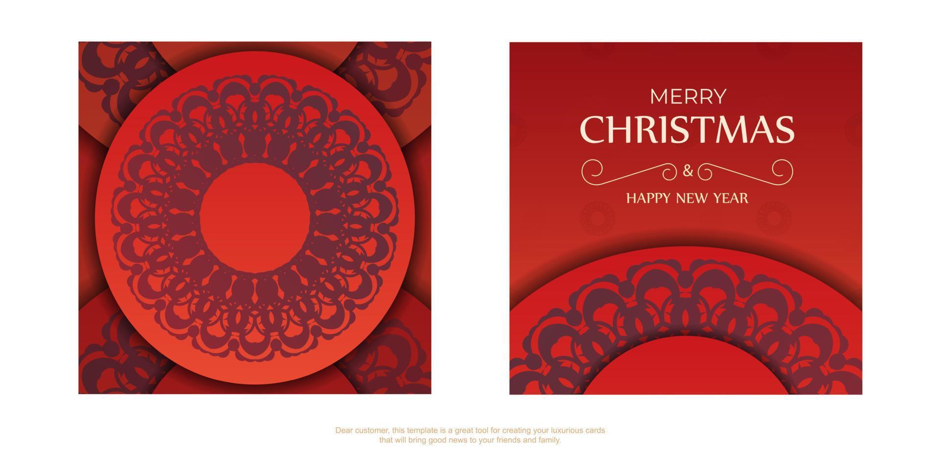 brochure de bonne année de couleur rouge avec motif bordeaux d'hiver vecteur