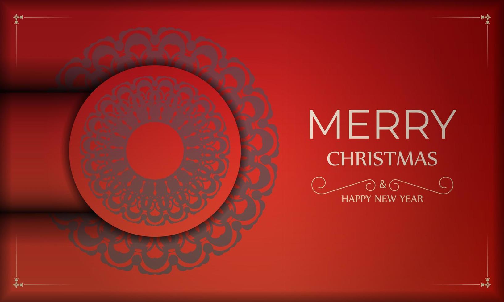 brochure festive joyeux noël rouge avec motif bordeaux vintage vecteur