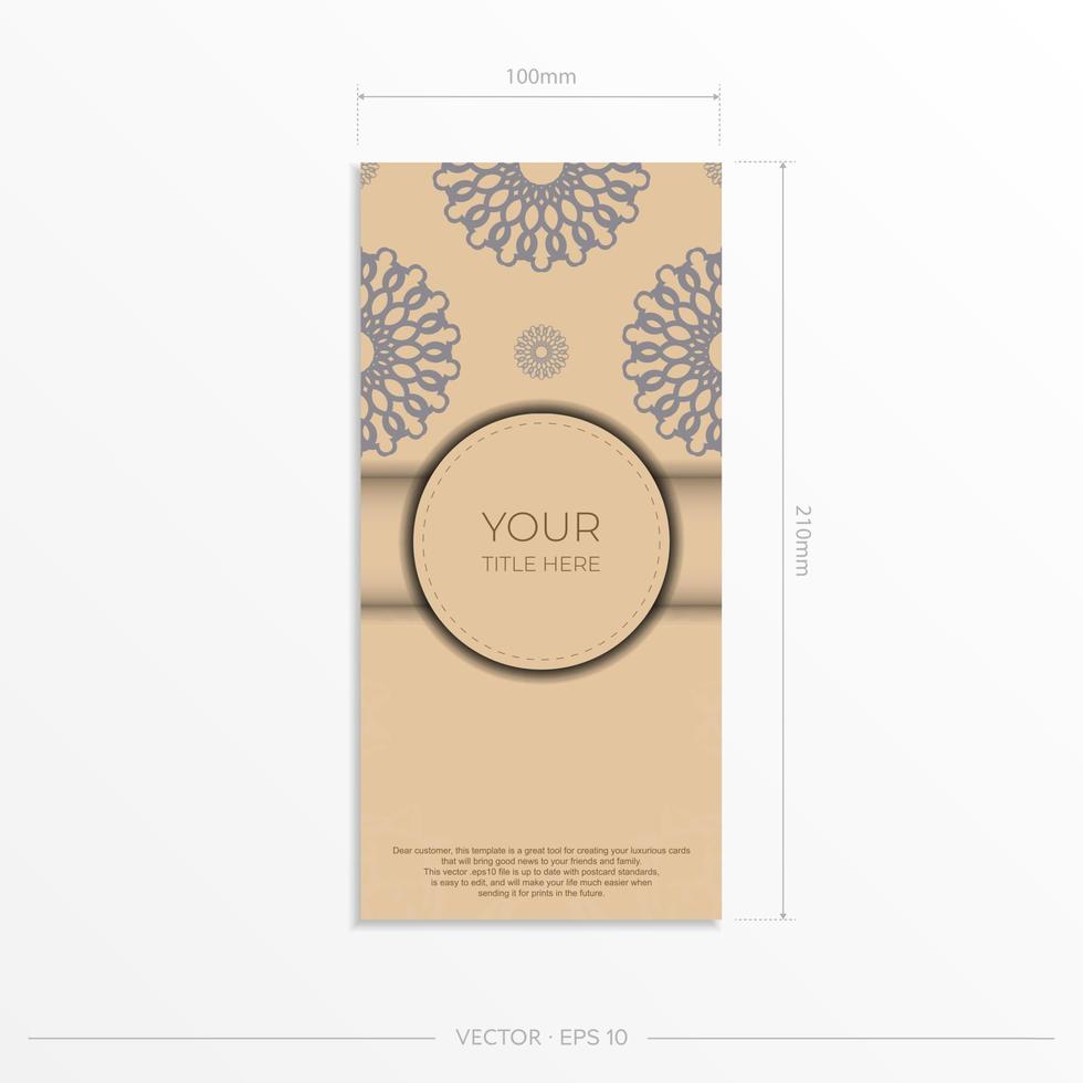 conception de carte de couleur beige avec des motifs de mandala. conception de cartes d'invitation avec un espace pour votre texte et votre ornement abstrait. vecteur