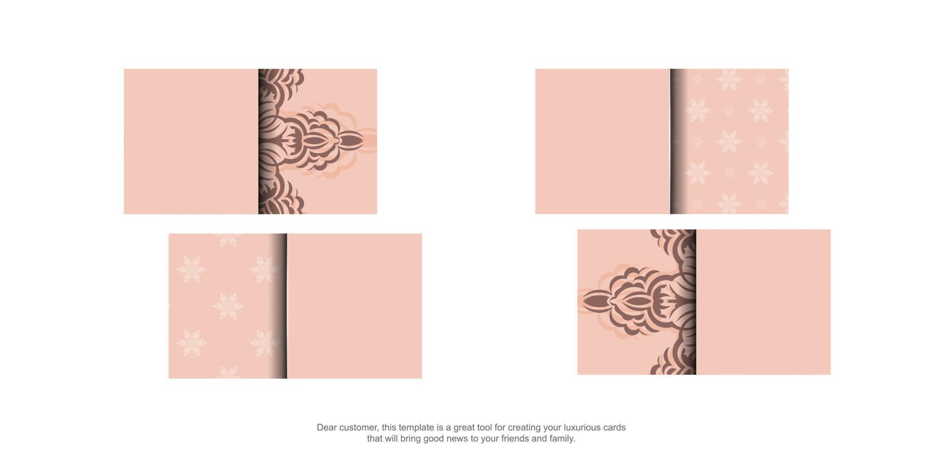 brochure en rose avec ornement de mandala préparé pour la typographie. vecteur