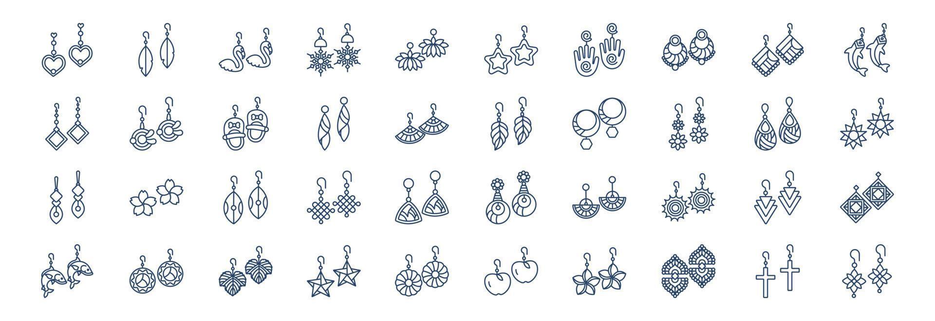 collection d'icônes liées aux boucles d'oreilles, y compris des icônes comme des bijoux, des cadeaux et plus encore. illustrations vectorielles, ensemble parfait de pixels vecteur