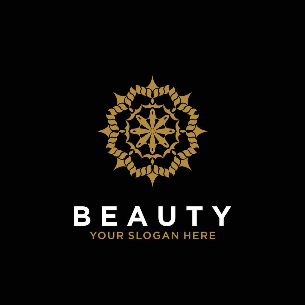 luxe mandala ligne design art beauté fleur d'or abstrait logo vectoriel
