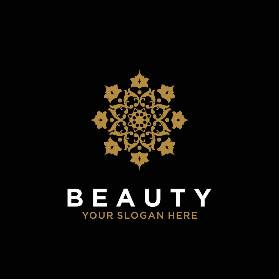luxe mandala ligne design art beauté fleur d'or abstrait logo vectoriel
