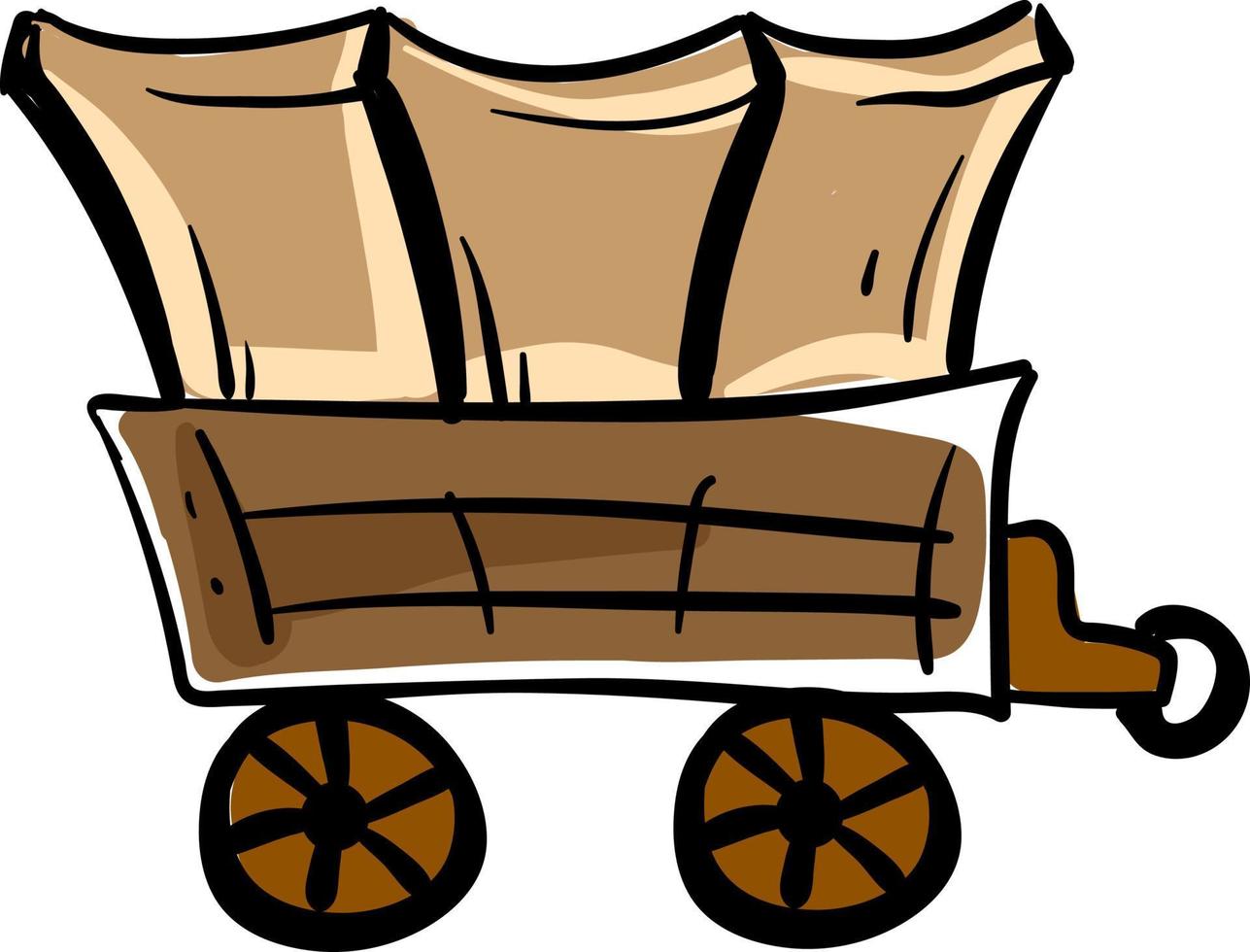 Wagon en bois, illustration, vecteur sur fond blanc