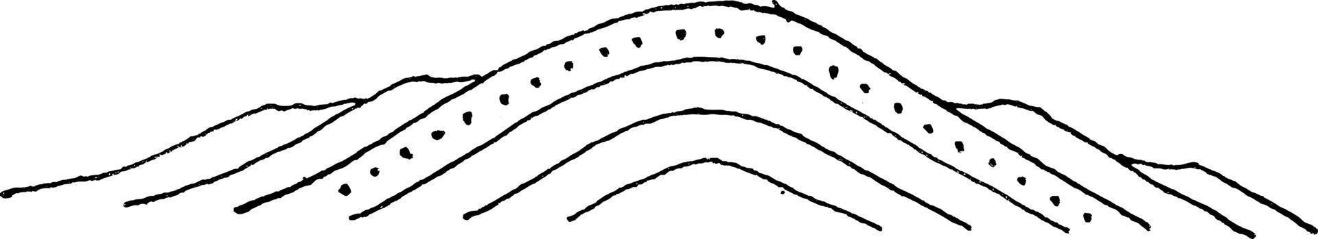 anticlinal symétrique, illustration vintage. vecteur