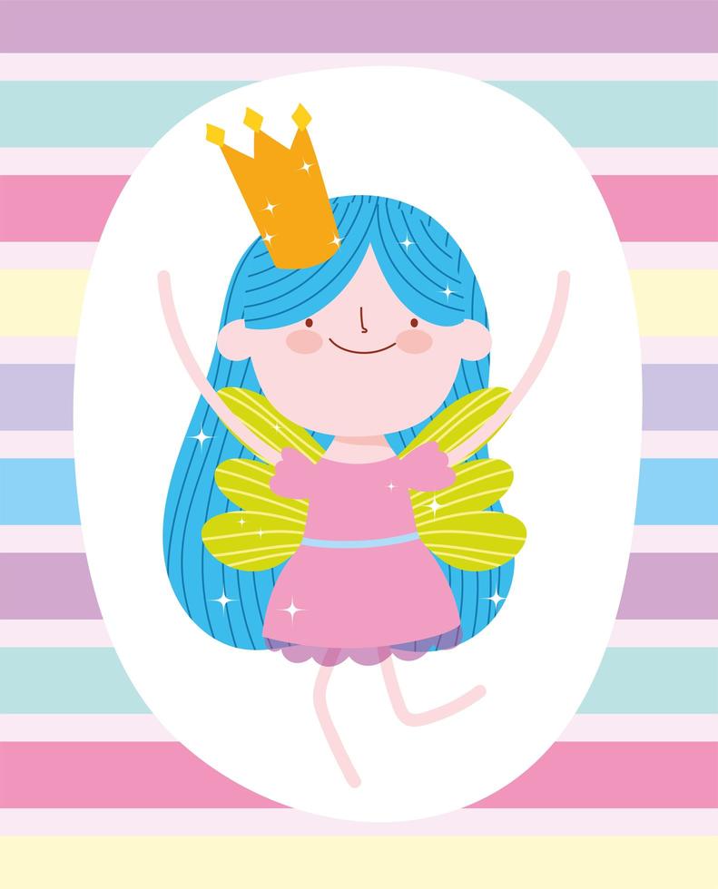 dessin animé fée princesse portant une couronne vecteur