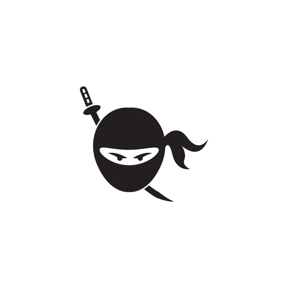 icône de guerrier ninja. illustration de logo simple tête de ninja noir vecteur