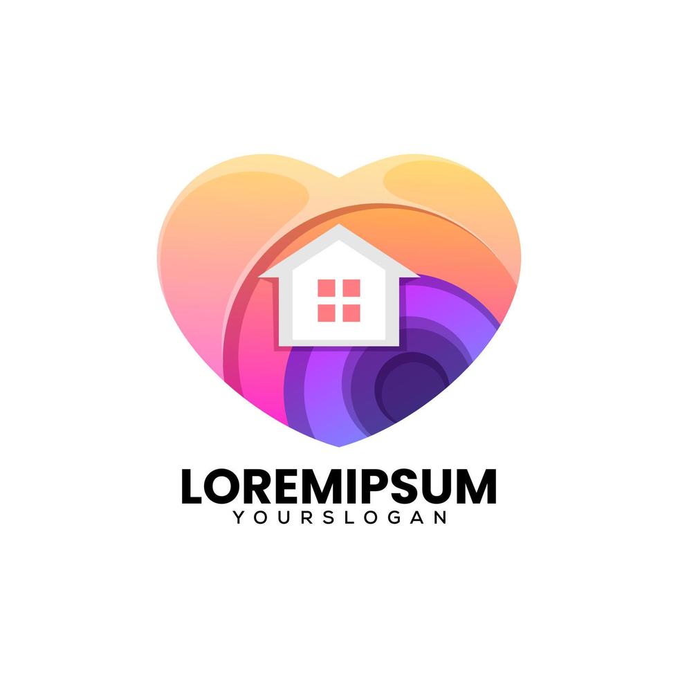 illustration de logo vectoriel amour maison dégradé style coloré