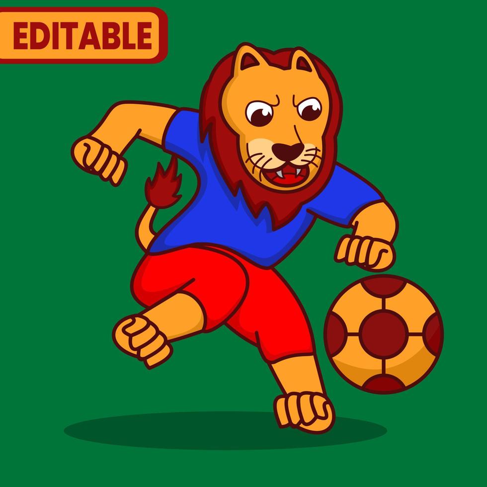 illustration vectorielle de lion, lion jouant au football, vecteur