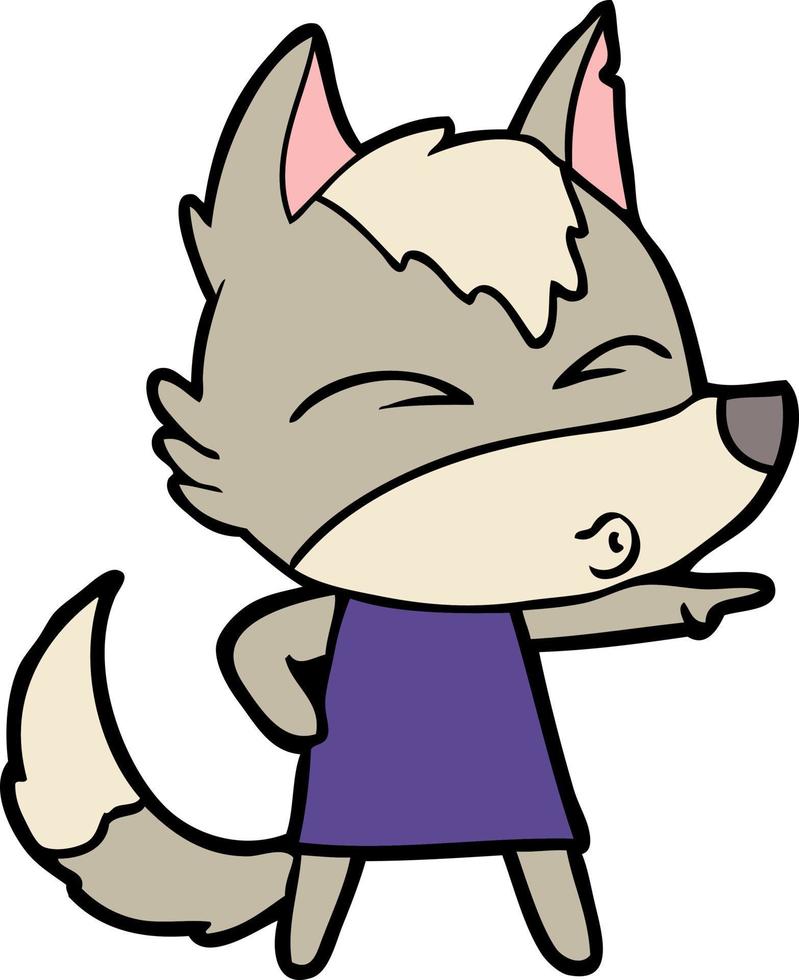 personnage de loup de vecteur en style cartoon