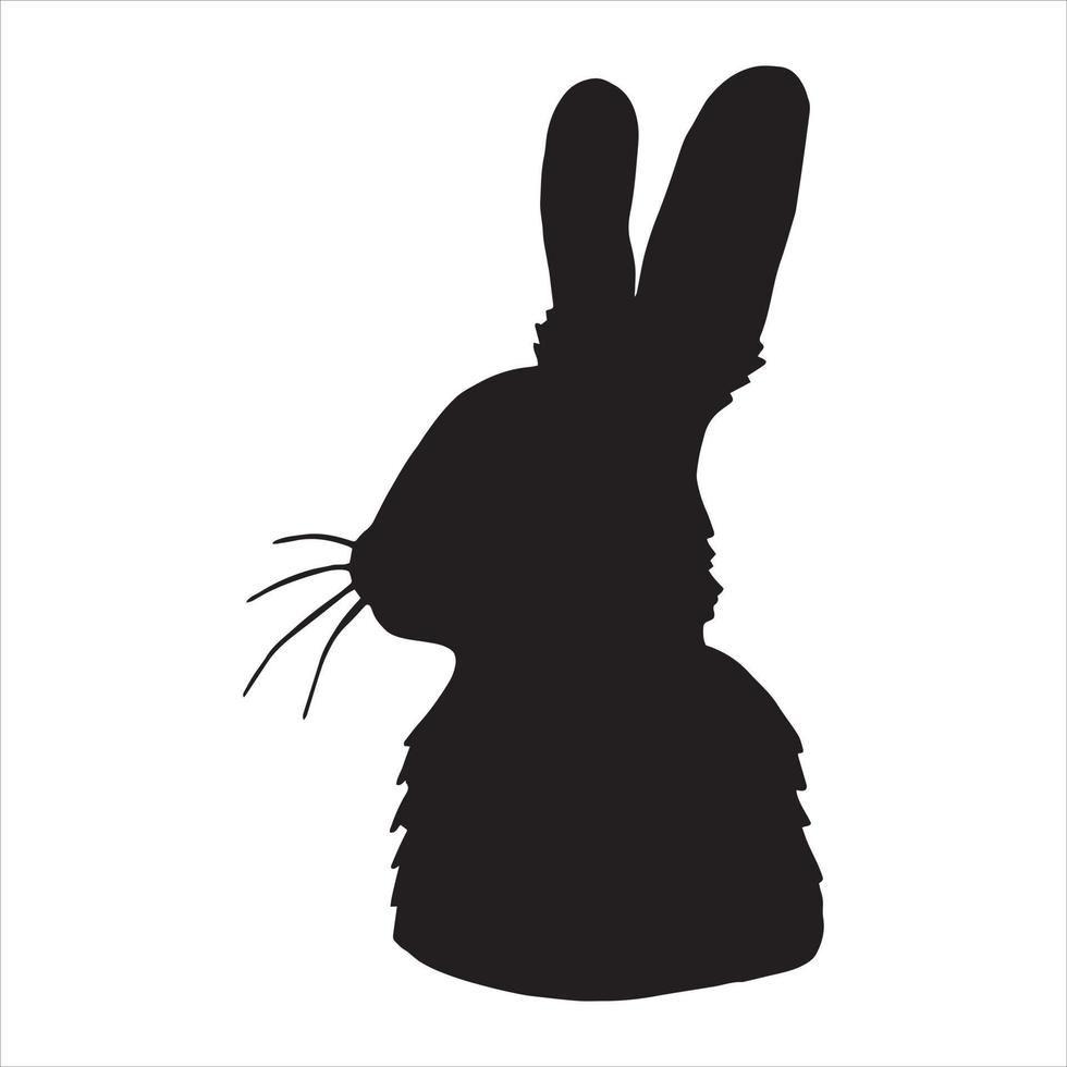 dessin vectoriel, silhouette de lièvre, lapin. impression vintage pour pâques. dessin noir et blanc découpé vecteur