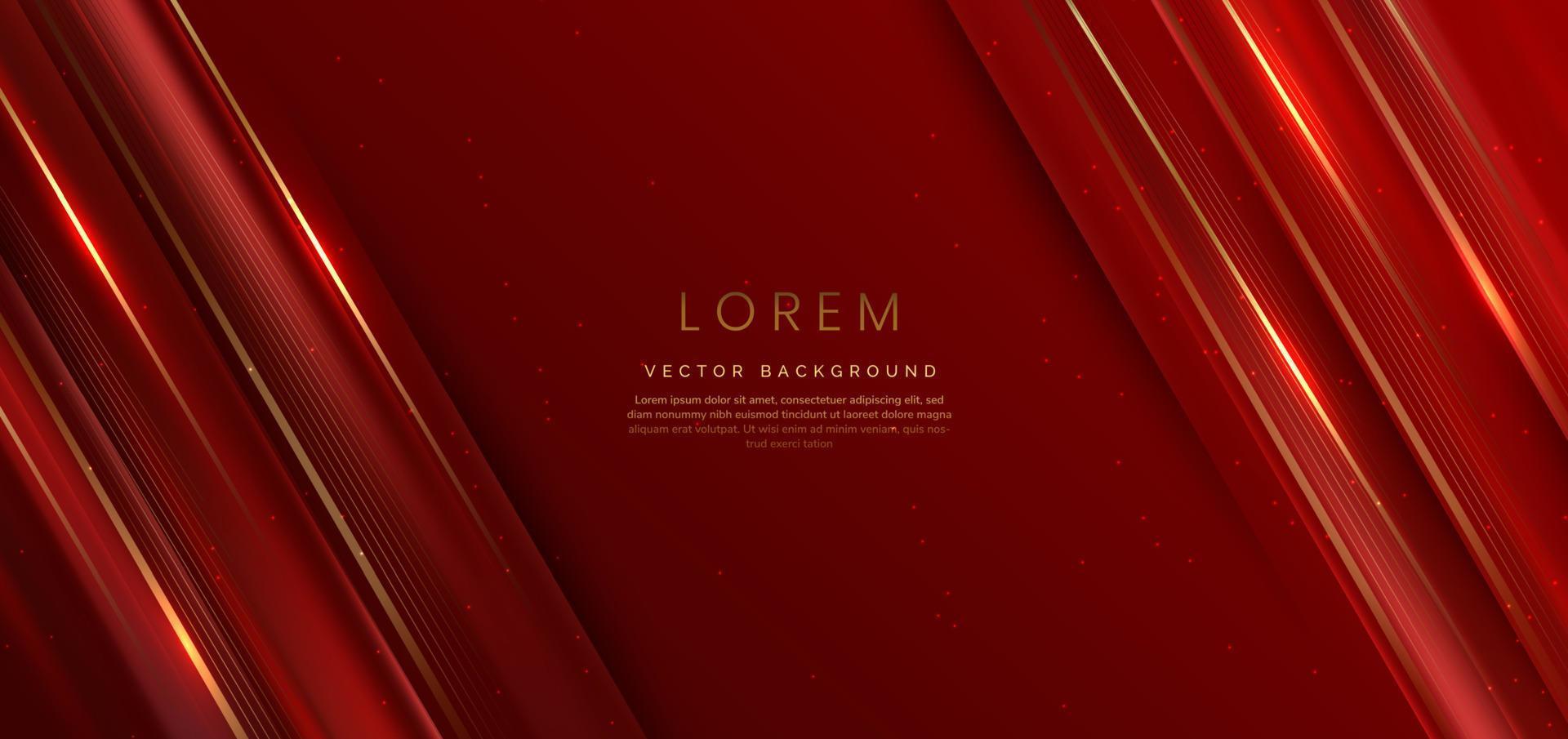abstrait fond rouge élégant avec une ligne dorée et un effet d'éclairage scintillant. conception de modèle de luxe. vecteur