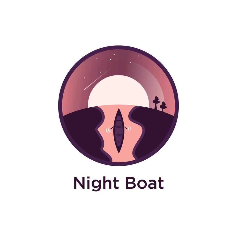 modèle de conception de logo de bateau de nuit. vecteur