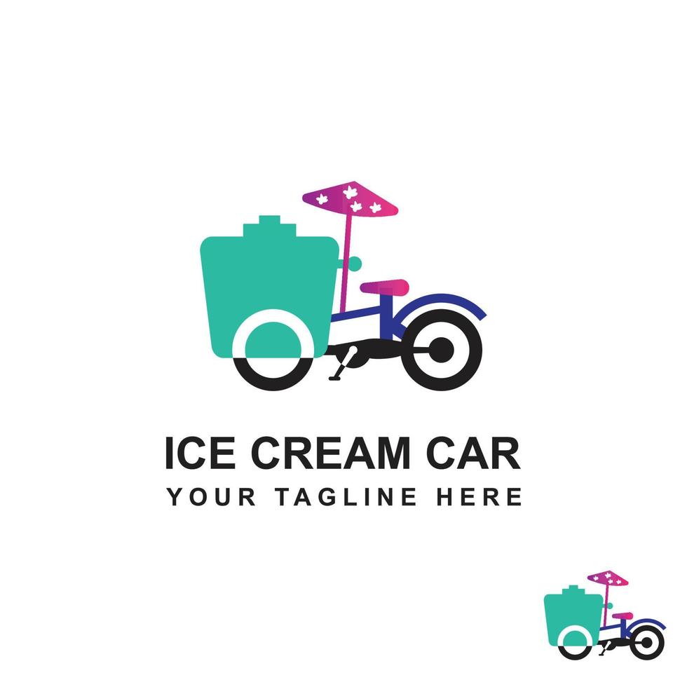modèle de conception de logo de van de crème glacée de cycle. vecteur
