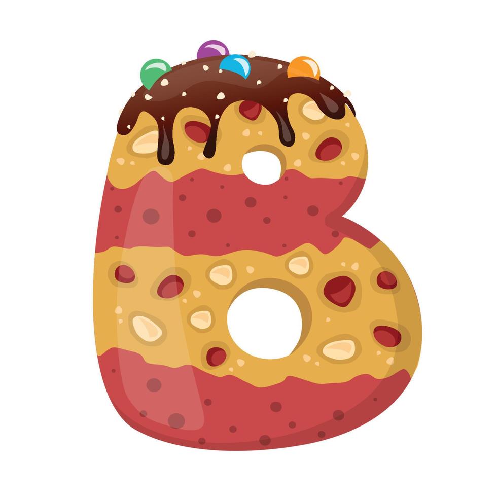 lettre de cookie b qui est un glaçage coloré.biscuit abc. illustration vectorielle isolée sur fond blanc vecteur