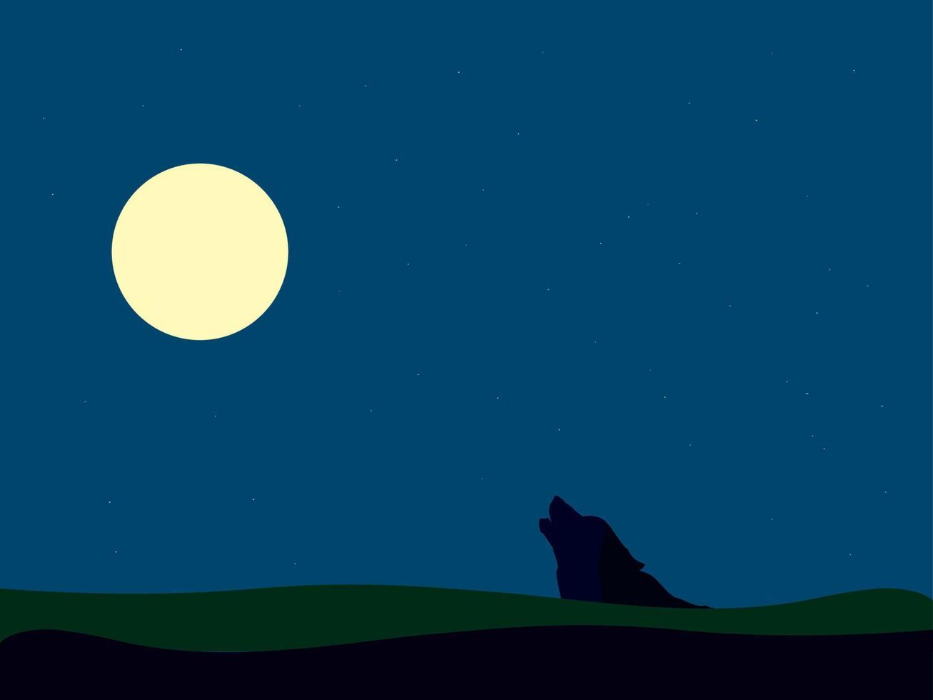 loup sur la lune, illustration, vecteur sur fond blanc.