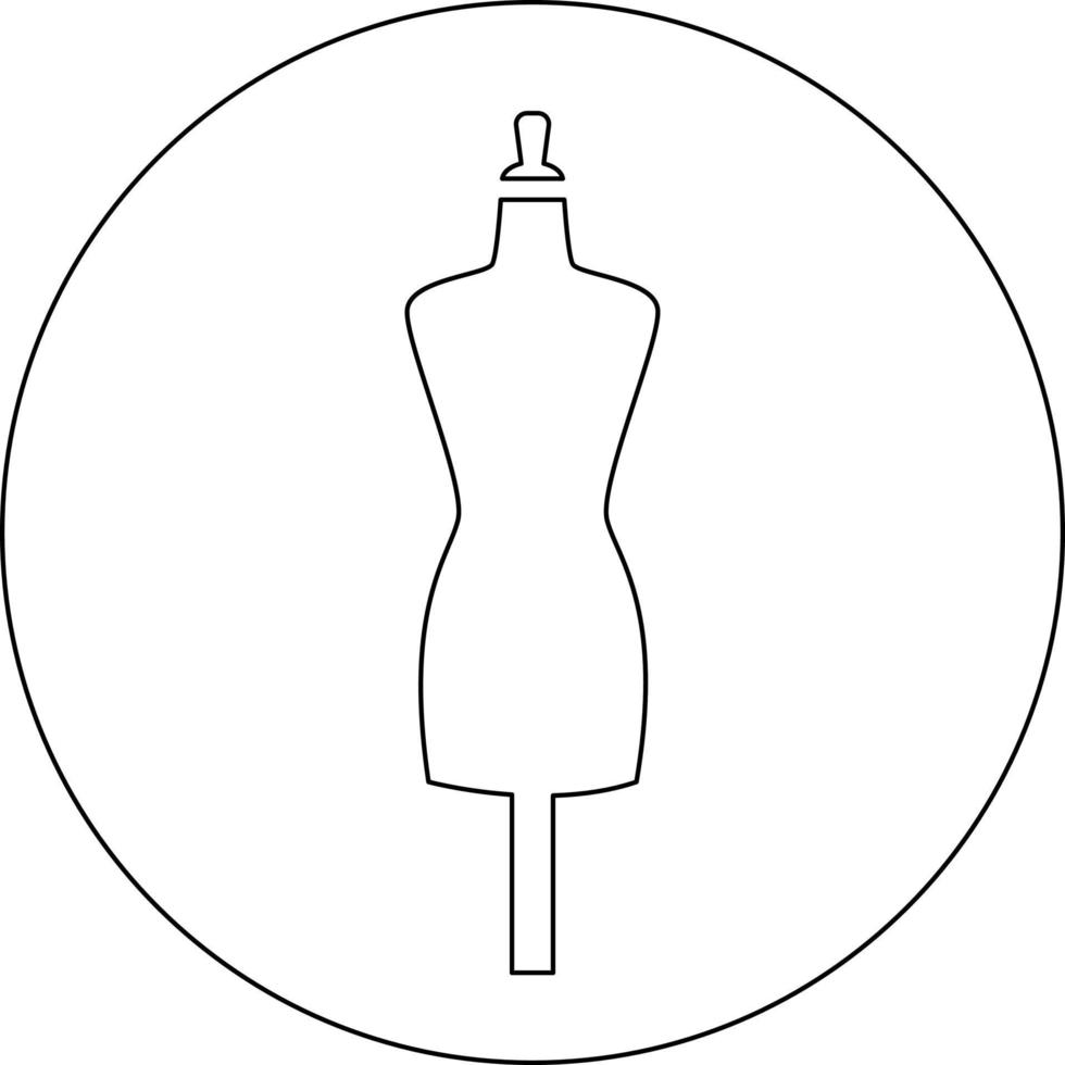 Mannequin de couture blanc dans un cercle blanc, illustration, vecteur sur fond blanc.