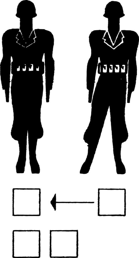 formation militaire de fichier pour deux personnes, illustration vintage. vecteur