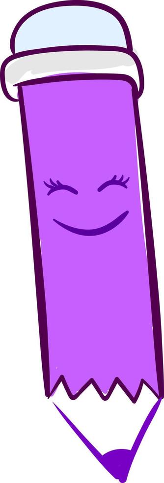 stylo violet heureux, illustration, vecteur sur fond blanc.