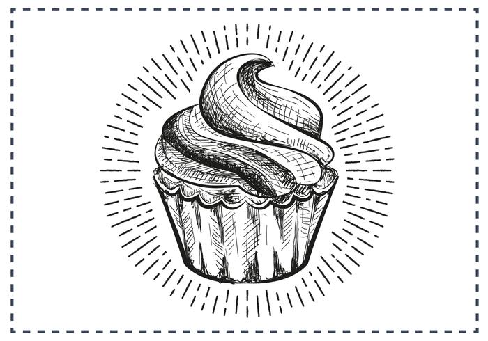 Free Hand Drawn Fond Cupcake vecteur