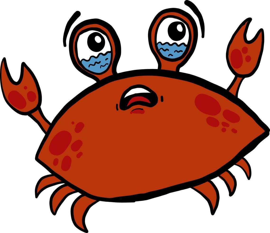 Triste crabe rouge, illustration, vecteur sur fond blanc
