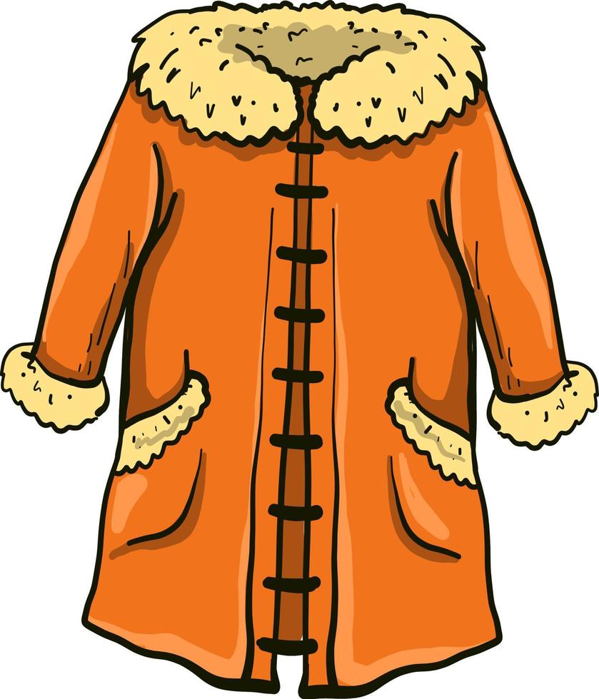 Manteau d'hiver orange, illustration, vecteur sur fond blanc.