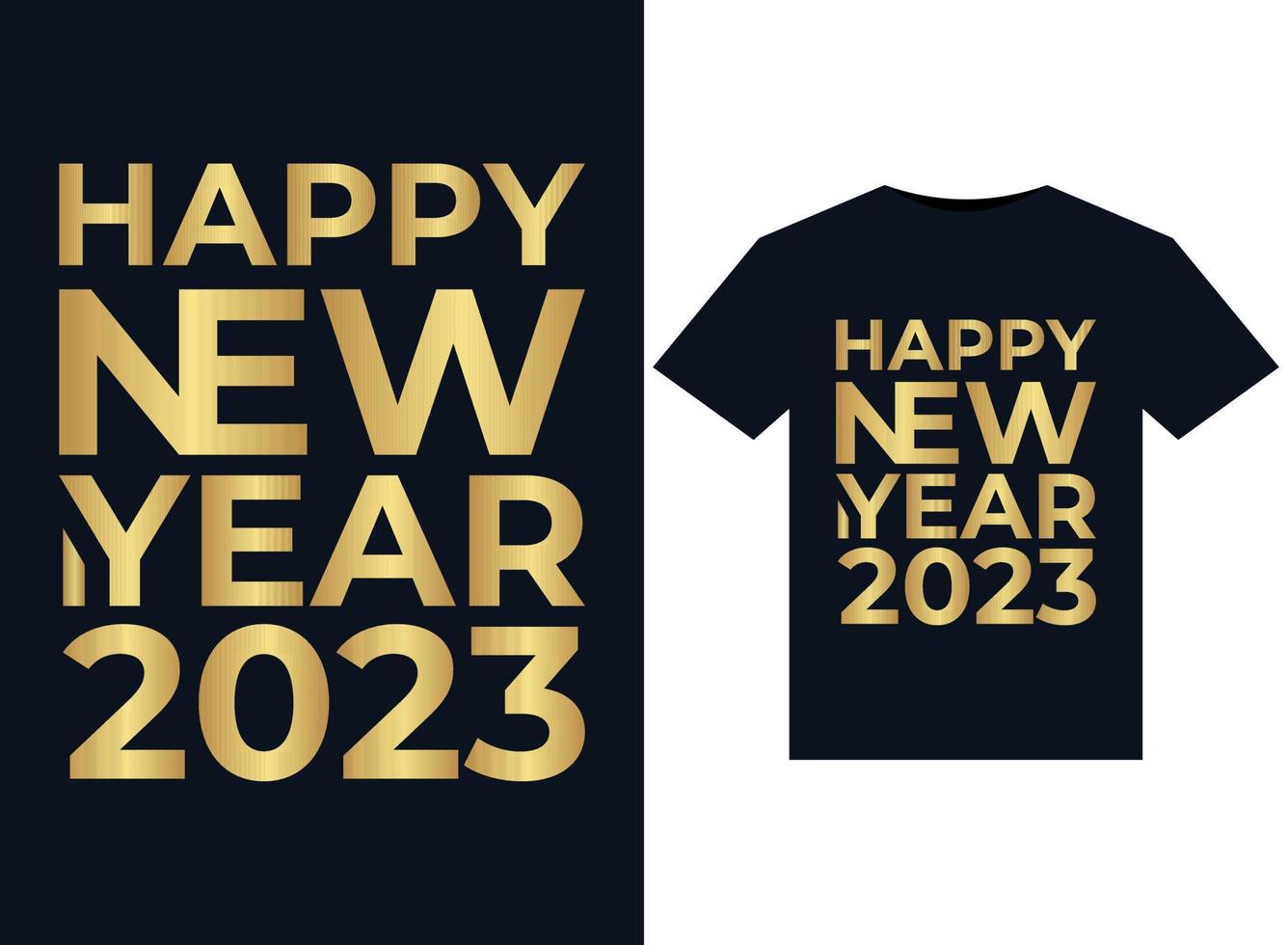 bonne année 2023 illustrations pour la conception de t-shirts prêts à imprimer vecteur