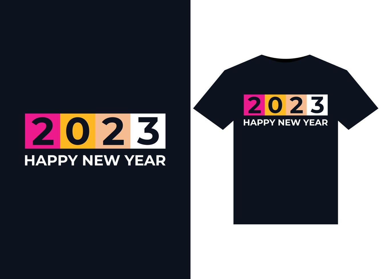 2023 happy new yea illustrations pour la conception de t-shirts prêts à imprimer vecteur