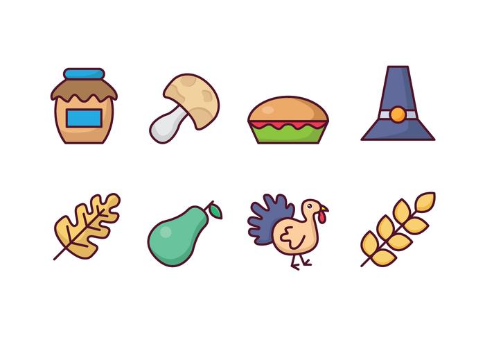 Thanksgiving Cartoon Icons vecteur