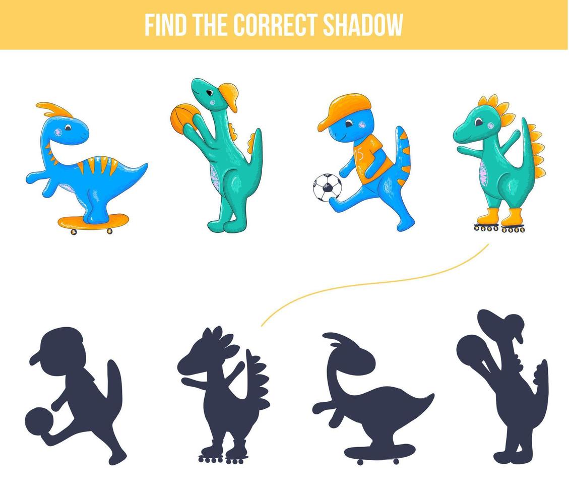 jeu d'ombre avec dinosaure vecteur