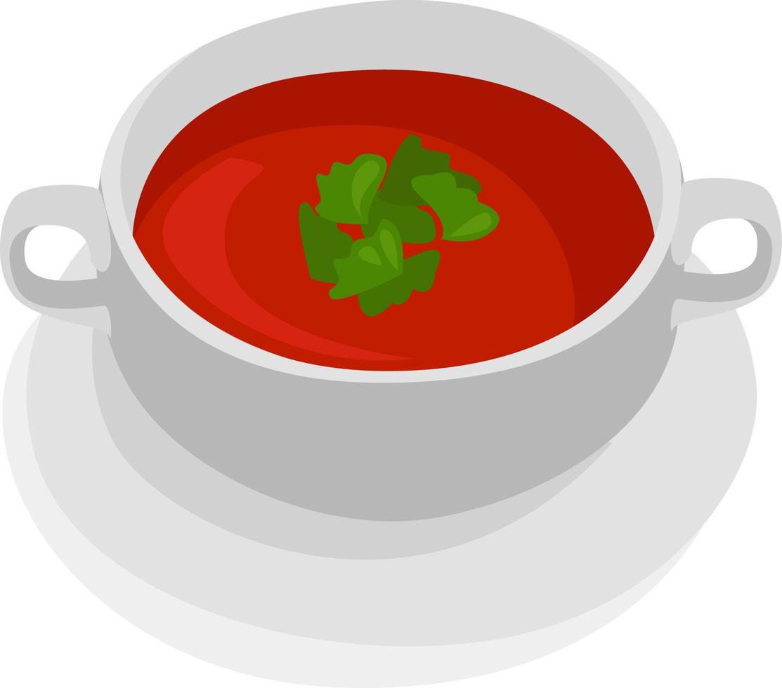 Soupe aux tomates , illustration, vecteur sur fond blanc