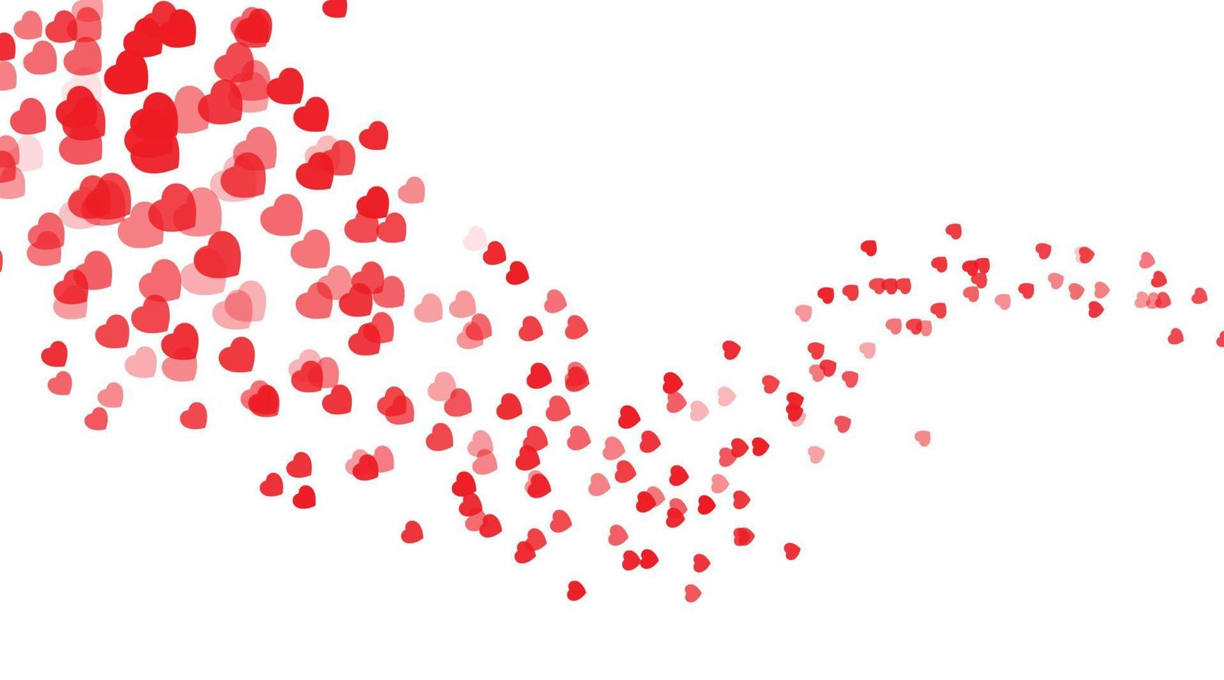 pistes de confettis volants sur fond blanc. éléments de conception à partir de formes de coeur. saint valentin, fête des mères vecteur