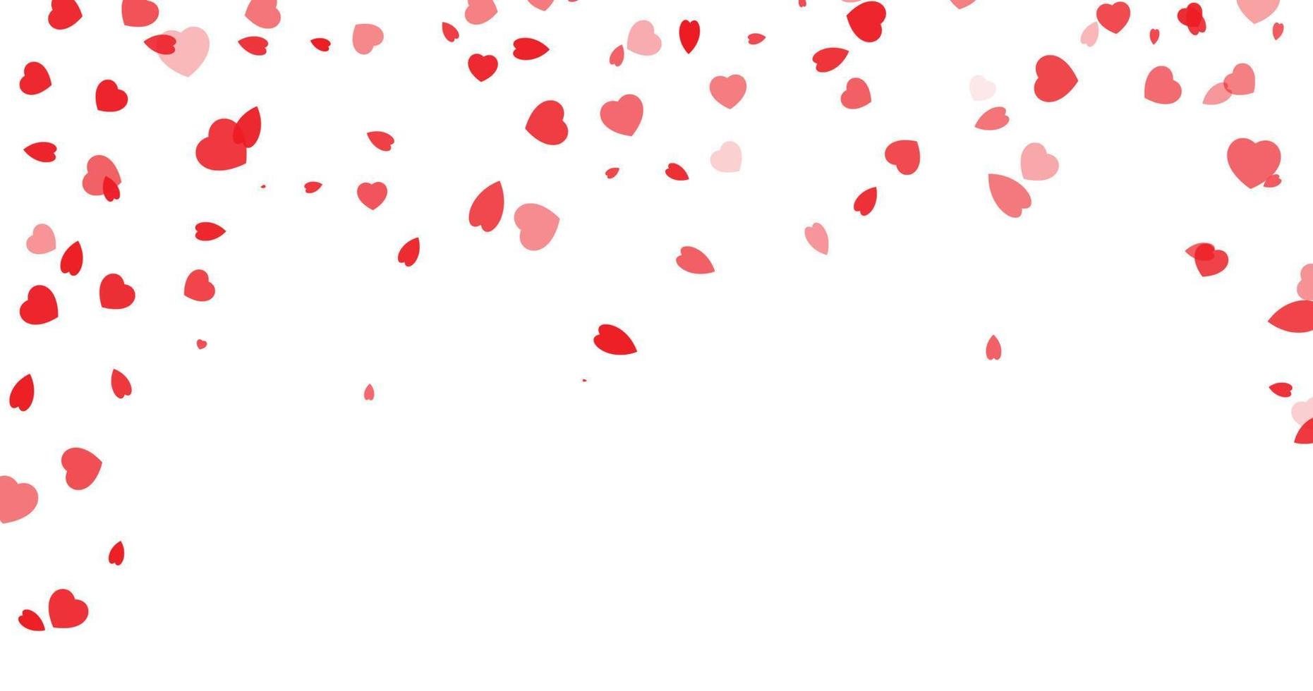 pétales de coeurs rouges tombant sur fond blanc pour la saint-valentin, forme de fond de confettis de coeur. saint valentin, forme de fond de confettis coeur vecteur