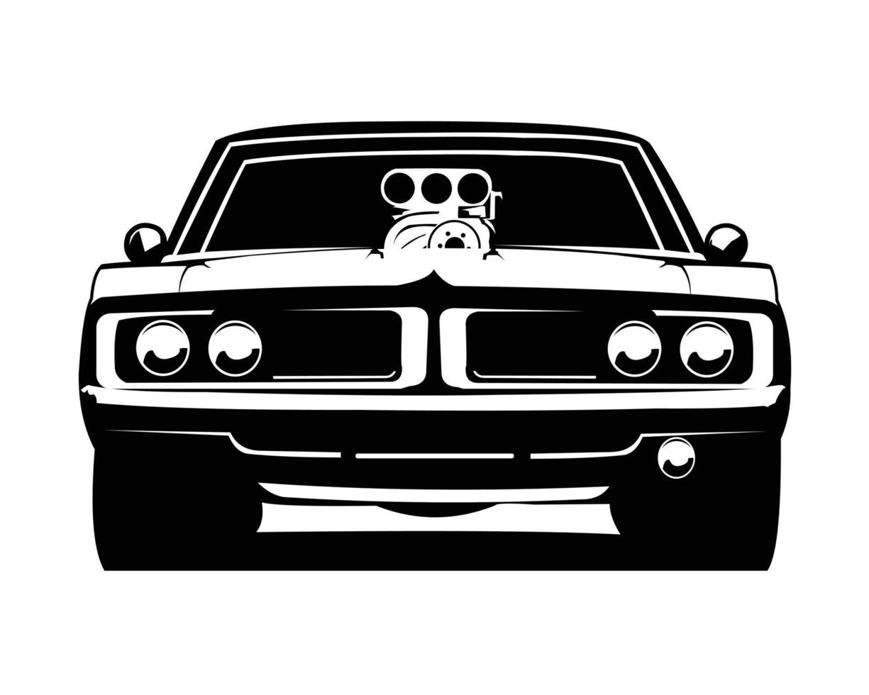 dodge supercharger muscle car isolé sur fond blanc meilleure vue de face pour logo, insigne, emblème, icône, disponible en 10 eps. vecteur