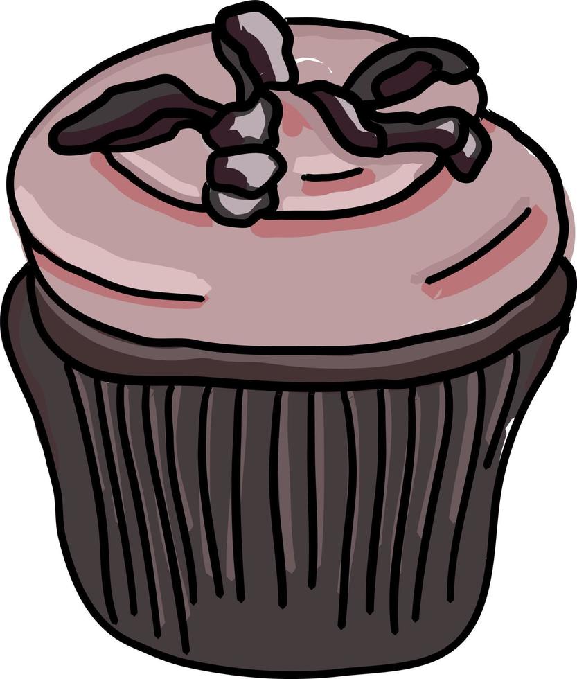 cupcake brun, illustration, vecteur sur fond blanc.