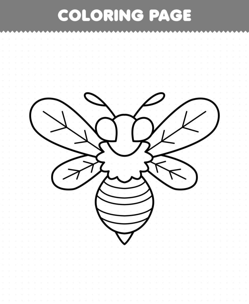 jeu d'éducation pour les enfants coloriage de dessin animé mignon abeille guêpe dessin au trait feuille de calcul de bogue imprimable vecteur